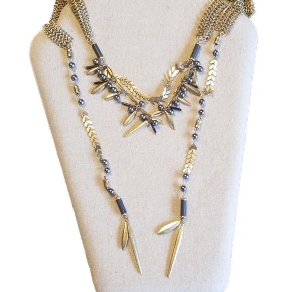stella & dot ~ laurel lariat ~ grayish black pearls & gold beads versati… - Picture 13 of 13